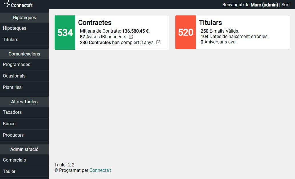 Captura CRM Hipoteques - Benvinguda